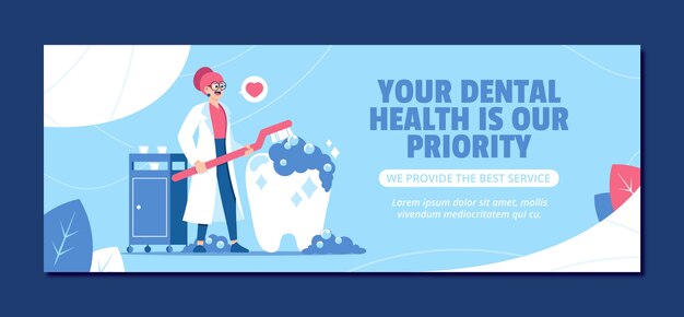 Hand drawn flat design dental clinic facebook cover