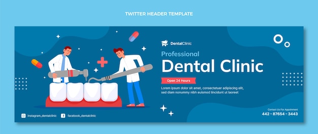 Vettore gratuito modello di clinica dentale design piatto disegnato a mano