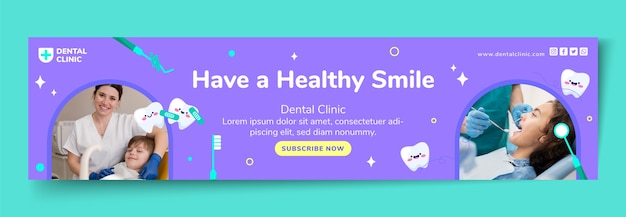 Vettore gratuito modello di clinica dentale design piatto disegnato a mano