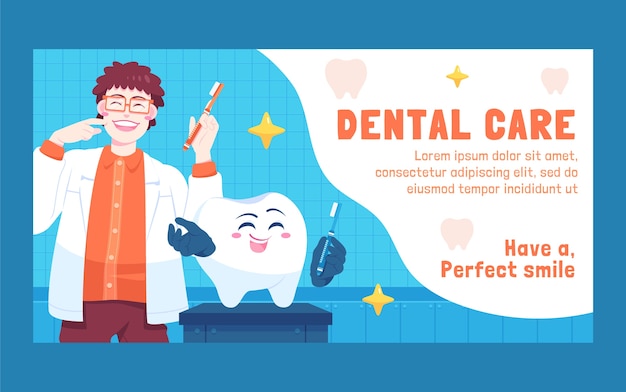 Free vector hand drawn flat design dental clinic template