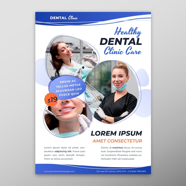 Free vector hand drawn flat design dental flyer template