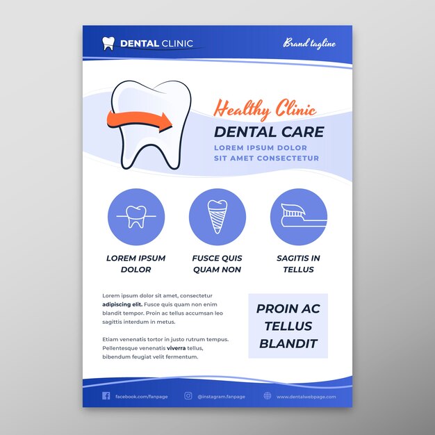 Hand drawn flat design dental flyer template