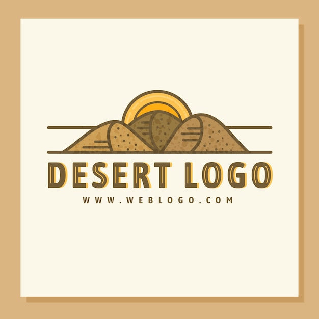 Logo del deserto dal design piatto disegnato a mano