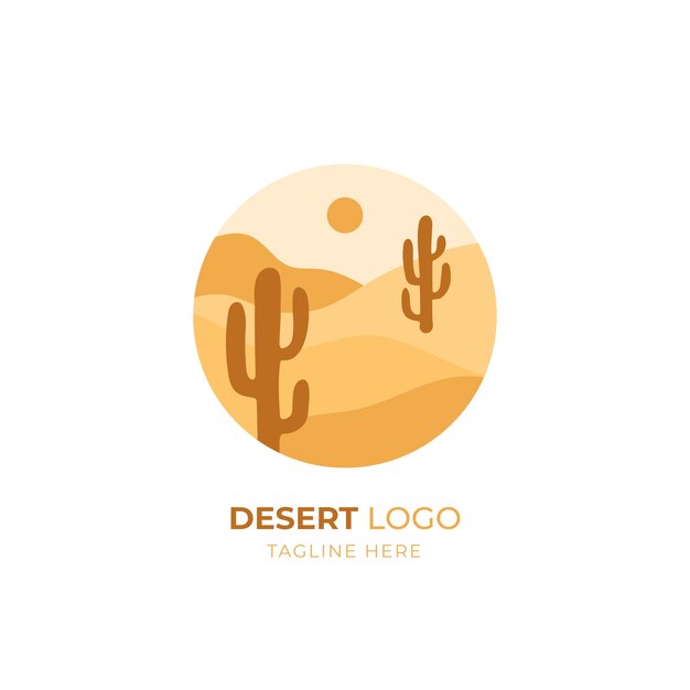 手描きフラットデザイン砂漠のロゴ