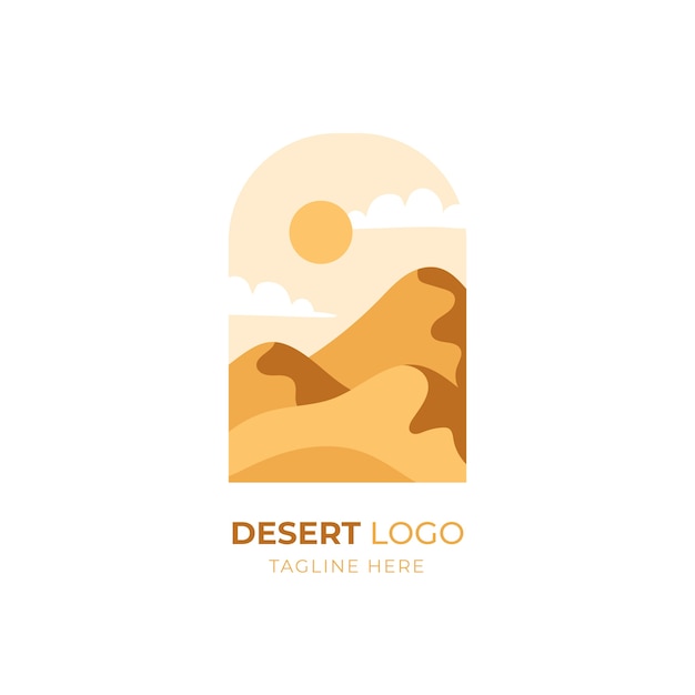 Logo del deserto dal design piatto disegnato a mano