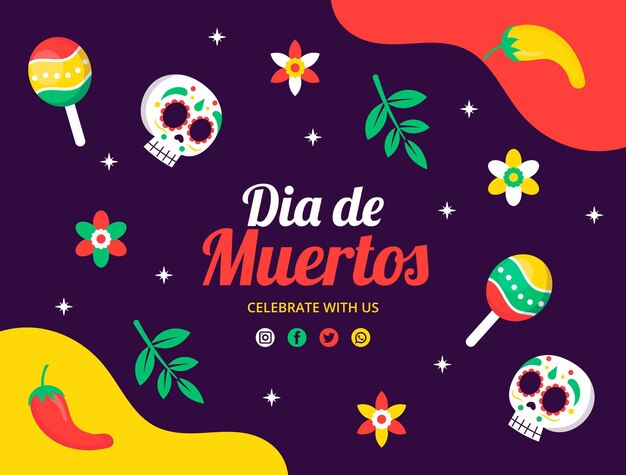 Free vector hand drawn flat design dia de muertos photocall