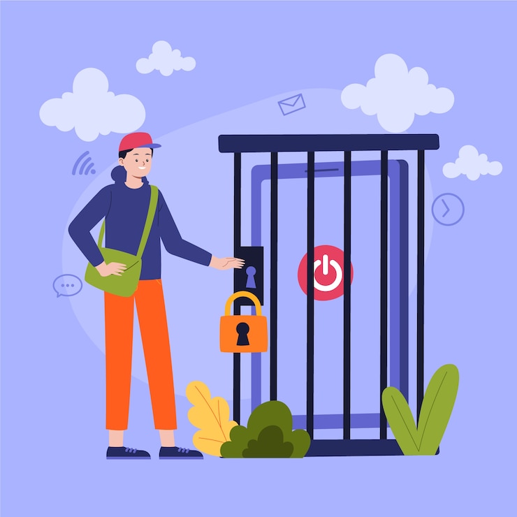 Free Vector hand drawn flat design digital detox illustration