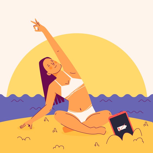 Hand drawn flat design digital detox illustration