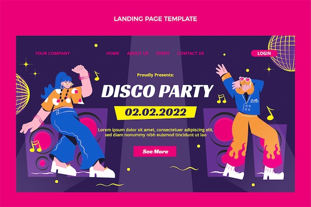 Hand drawn flat design disco party template