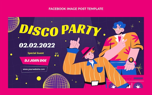 Free vector hand drawn flat design disco party template