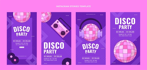 Hand drawn flat design disco party template