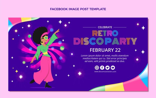 Free vector hand drawn flat design disco party template