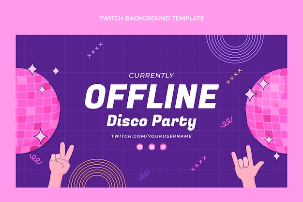 Free vector hand drawn flat design disco party twitch background