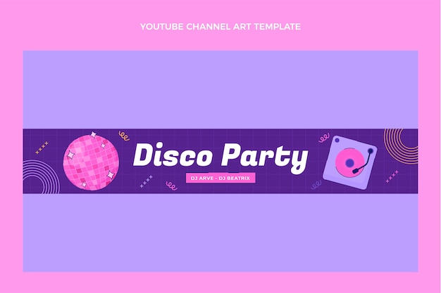 Free vector hand drawn flat design disco party youtube channel art
