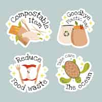 Free vector hand drawn flat design ecology badges