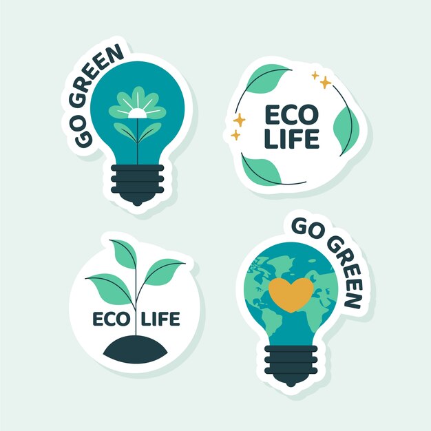 Hand drawn flat design ecology badges