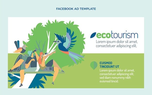 Hand drawn flat design ecotourism facebook ad