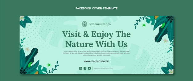 Copertina facebook di ecoturismo design piatto disegnata a mano