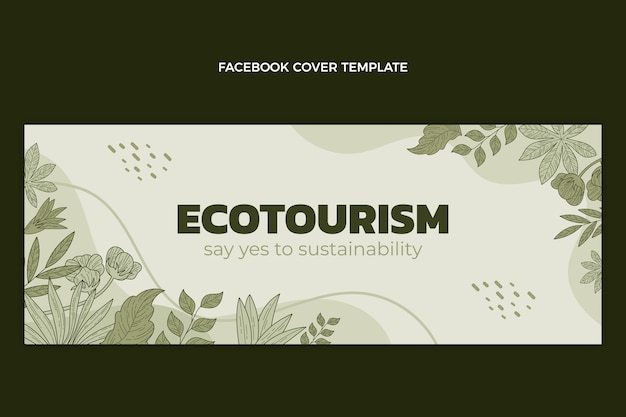 Vettore gratuito copertina facebook di ecoturismo design piatto disegnata a mano