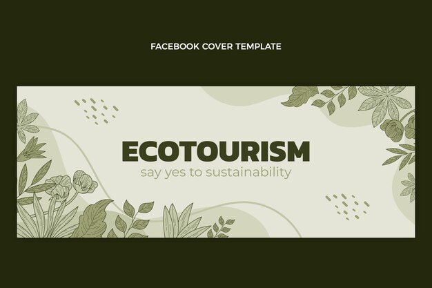 Hand drawn flat design ecotourism facebook cover