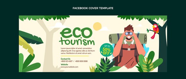 Hand drawn flat design ecotourism facebook cover