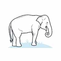 無料ベクター 手描きのフラットなデザインの象の輪郭