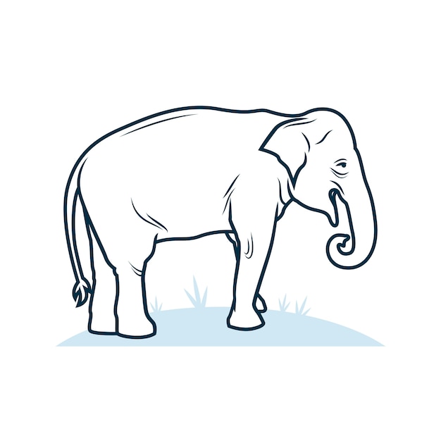 Hand drawn flat design elephant outline