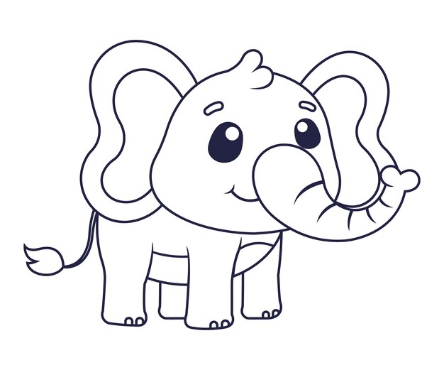 Hand drawn flat design elephant outline