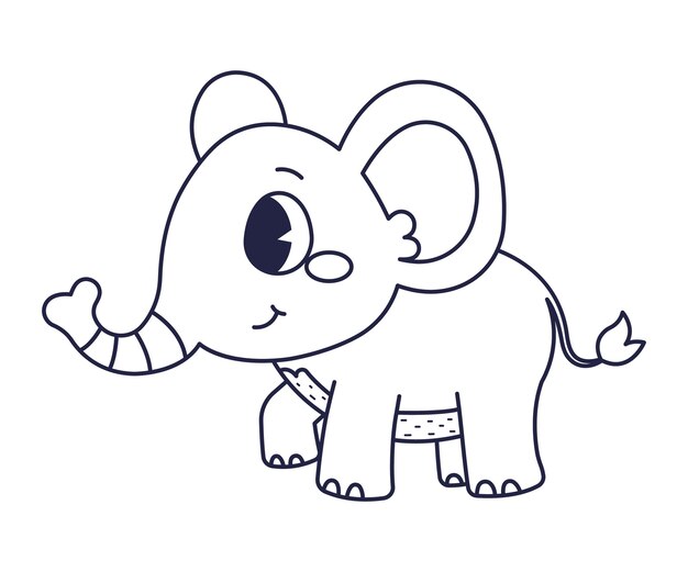 Hand drawn flat design elephant outline