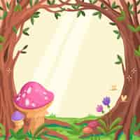 Free vector hand drawn flat design enchanted forest frame