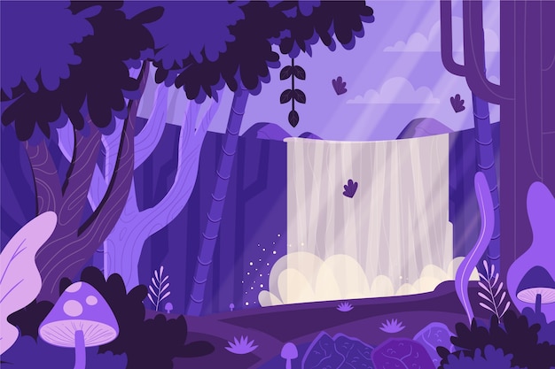 Hand drawn flat design enchanted forest illustration