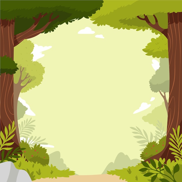Нарисованная рукой иллюстрация заколдованного леса плоского дизайна