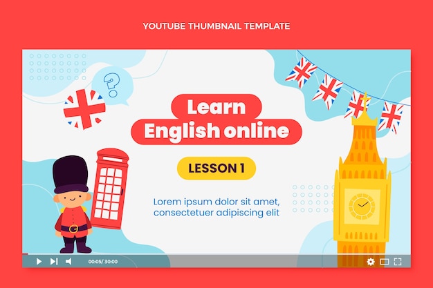 Free vector hand drawn flat design english lessons template