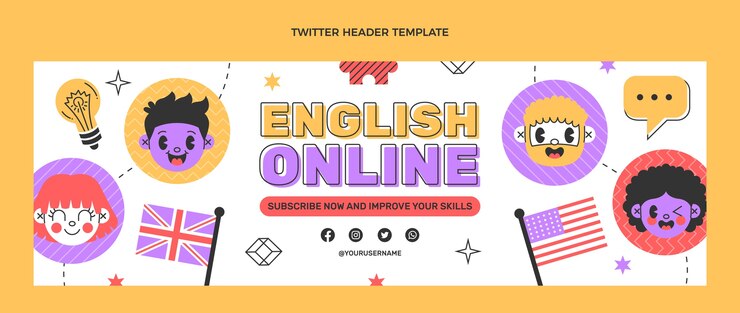 Free Vector hand drawn flat design english lessons template