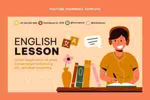 Free vector hand drawn flat design english lessons youtube thumbnail