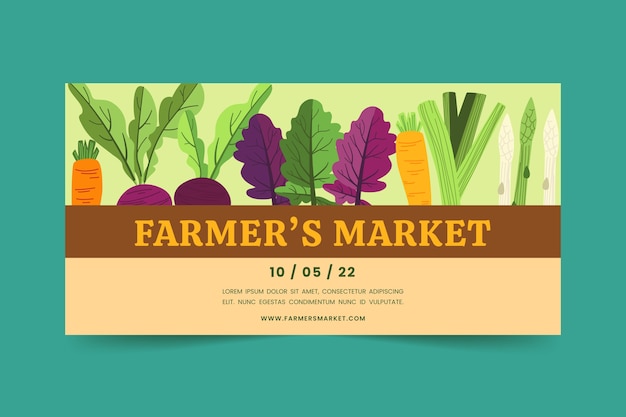 Free vector hand drawn flat design farmers market banner