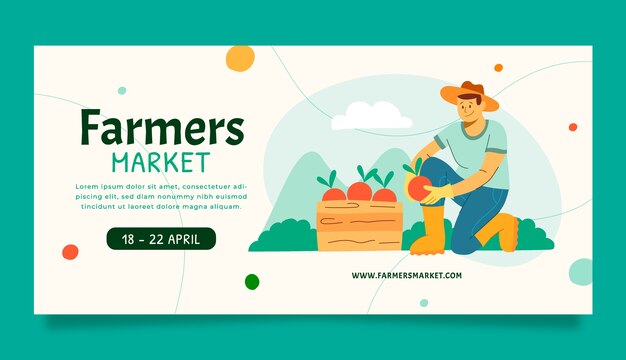 Hand drawn flat design farmers market banner
