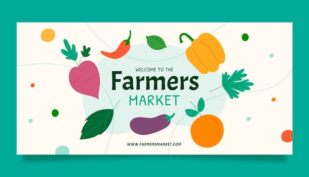 Free vector hand drawn flat design farmers market banner