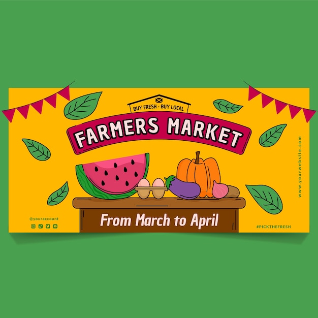 Free vector hand drawn flat design farmers market banner