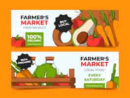 Free vector hand drawn flat design farmers market banner