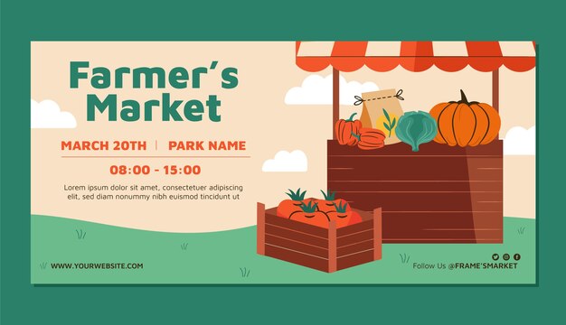 Hand drawn flat design farmers market banner