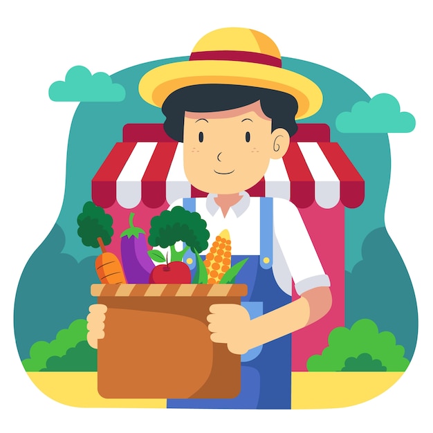 Free vector hand drawn flat design farmers market illustration