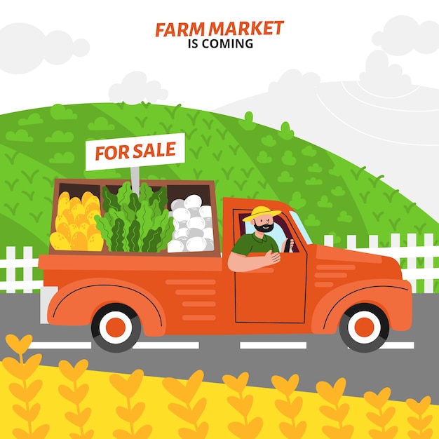 Free vector hand drawn flat design  farmers market illustration