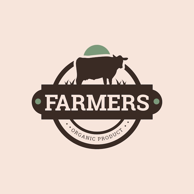 Logo del mercato degli agricoltori di design piatto disegnato a mano