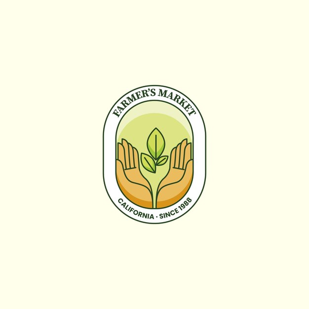 Ручной обращается плоский дизайн логотипа фермерского рынка