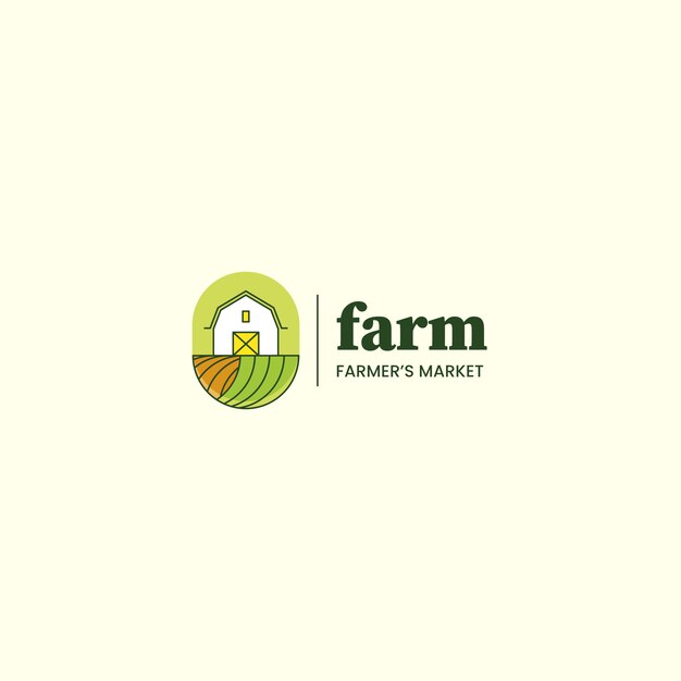 Hand drawn flat design farmers market logo