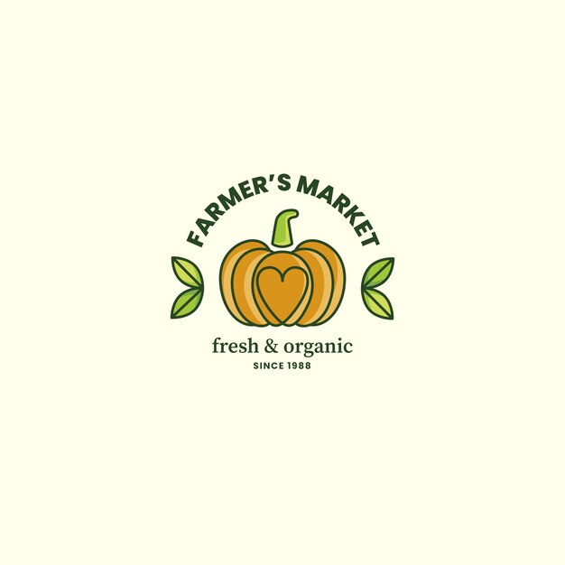 Hand drawn flat design farmers market logo