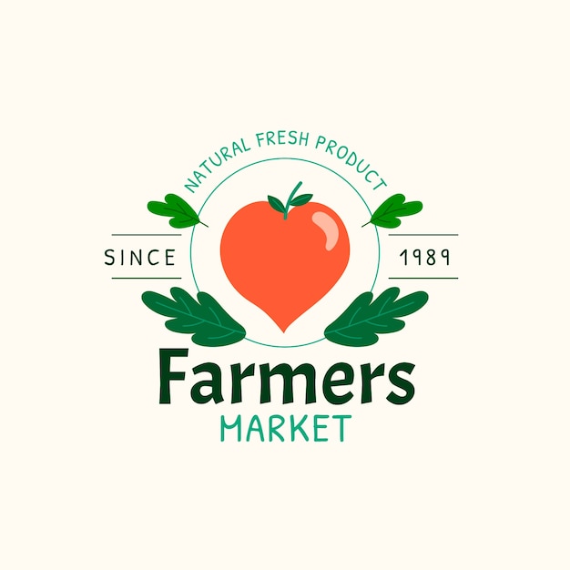 Hand drawn flat design farmers market logo