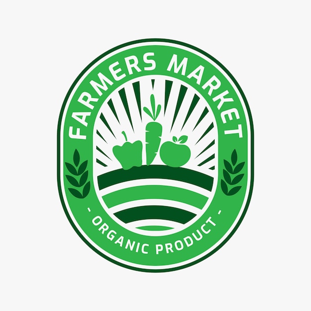 hand drawn flat design farmers market logo