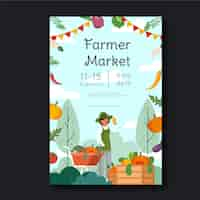 Free vector hand drawn flat design farmers market poster